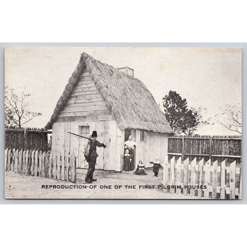 Postcard Massachusetts Plymouth Memorial Card Plimoth Plantation Unposted c1950s